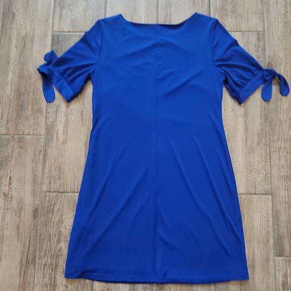 Eliza J Blue Sheath Dress with Cuffed Short Sleeves - Picture 8 of 11